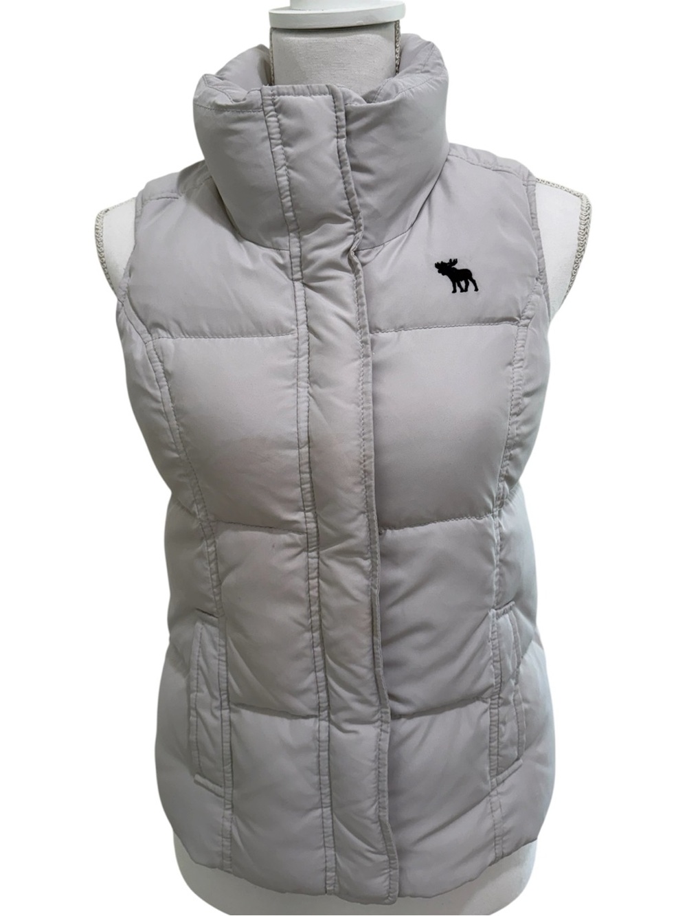 Vintage Abercrombie & Fitch Light Gray Quilted Puffer Vest XL